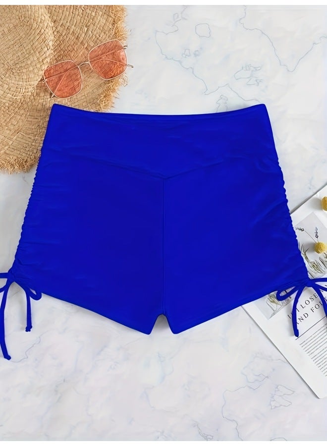 Loquat AliExpress Swimming Trunks Women's European And American Women's Swimming Trunks Drawstring Belt Bikini Bikini Swimming Trunks-Color:Blue- - Image 1