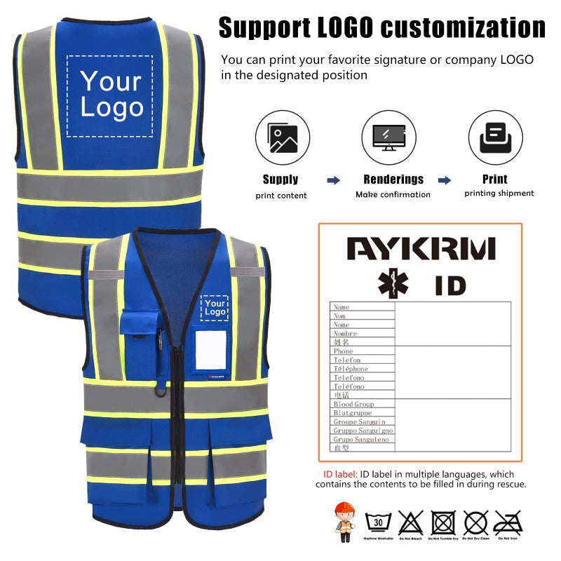 AYKRM 11 colors available blue safety vest for men - Image 2