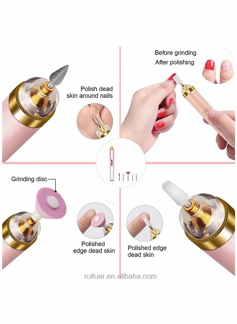 5 في 1 مجموعة محمولة لحفر الأظافر الكهربائية للأظافر الجل والأظافر المنزلية والأظافر الاكريليكية. - Image 5
