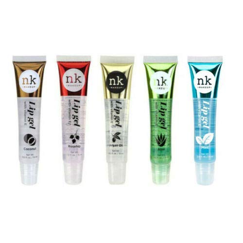 Nicka K New York 5 PACK NK Lip Gel with Vitamin E Coconut Rose Hip Argan Aloe and Mint Lip Gloss by Nicka K New York 