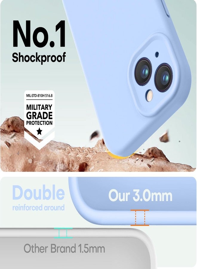 LOVE 3000 جراب LOVE 3000 مصمم خصيصًا لهاتف iPhone 14، مصنوع من السيليكون الفاخر مع بطانة ناعمة من الألياف الدقيقة المقاومة للخدش، جراب واقٍ مقاوم للصدمات مناسب للرجال والنساء والفتيات، مقاس 6.1 بوصة، لون أزرق فاتح - Image 4