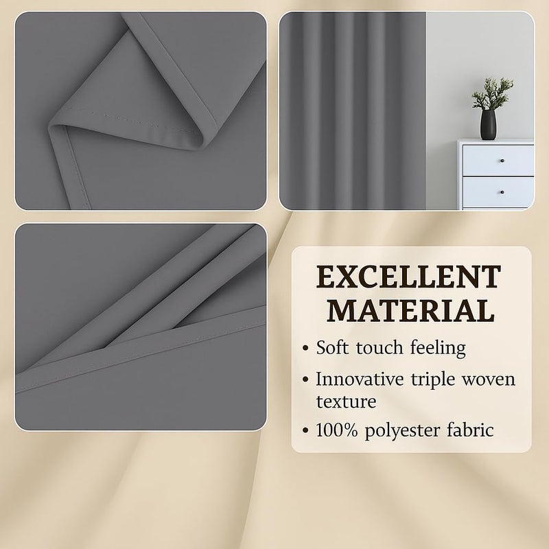 Amali Regal Dimout curtains with 16 Grommets in 2 panels Size (W132 x L 274cm) for living room Decor or bedroom window noise reduction and light blocking - Image 4