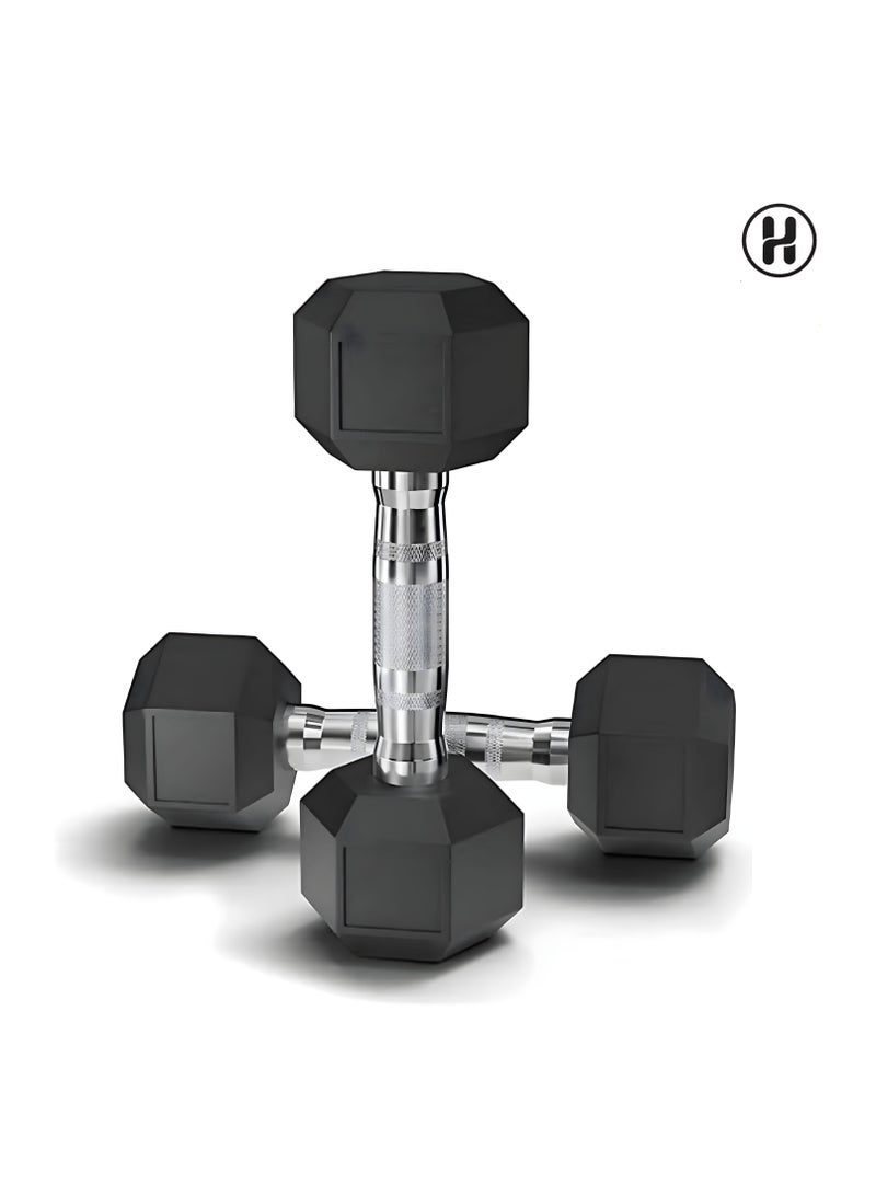 H PRO HM Sports 3KG Hex Dumbbell | Rubber Coated Anti Roll Free Weight for Home Gym - Image 1