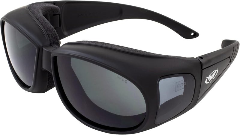 Global Vision Outfitter Motorcycle Fit Over Glasses Eyewear with Anti Fog Smoke Lens and Black Frame - Image 1