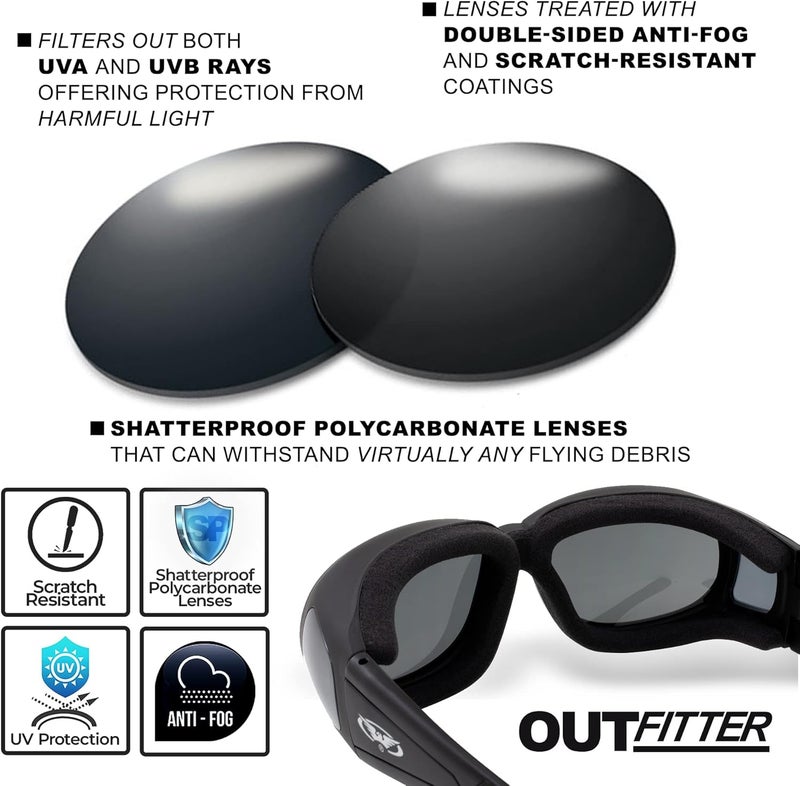 Global Vision Outfitter Motorcycle Fit Over Glasses Eyewear with Anti Fog Smoke Lens and Black Frame - Image 3