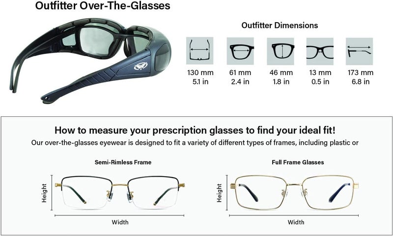 Global Vision Outfitter Motorcycle Fit Over Glasses Eyewear with Anti Fog Smoke Lens and Black Frame - Image 4