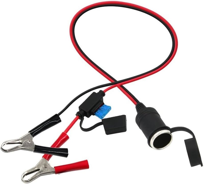 SPARKING Cigarette Lighter Socket with Battery Alligator Clip - 3FT 12v Car Cigarette Female Socket to Alligator Clamp Battery Charger Extension Cord,Automotive Battery Clip-On Extension Cable with 15A Fuse - Image 2