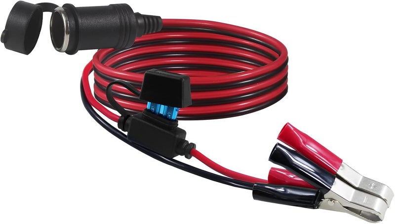 SPARKING Cigarette Lighter Socket with Battery Alligator Clip - 3FT 12v Car Cigarette Female Socket to Alligator Clamp Battery Charger Extension Cord,Automotive Battery Clip-On Extension Cable with 15A Fuse - Image 1