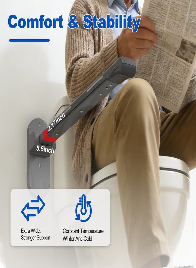 SPECILITE Toilet Grab Bar - 445lb Heavy Duty Support, Waterproof & Non-Slip Safety Rail for Bathroom, Wall-Mounted Flip-Up Handrail with Night Glow Strips, for Seniors, Elderly, Handicap & Pregnant - Image 3