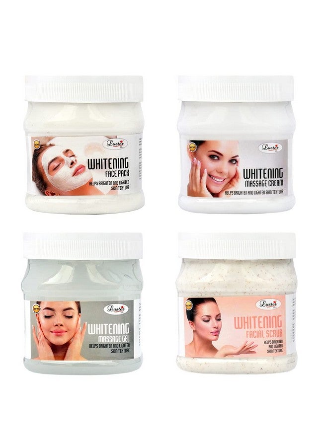 لاستر مجموعة تبييض الوجه | تساعد على تفتيح البشرة | مقشر الوجه | كريم تدليك | جل تدليك | عبوة للوجه | مجموعة تبييض الوجه للنساء والرجال | خالية من البارابين - 500 مل (عبوة من 4 قطع) - Image 1