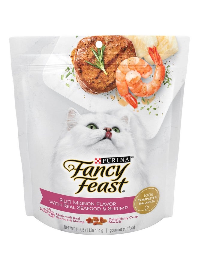 فانسي فيست طعام القطط الجاف فانسي فيست من بورينا، بنكهة فيليه مينيون مع مأكولات بحرية حقيقية وروبيان، طعام قطط فاخر مع فيتامينات ومعادن مضافة، كيس قابل لإعادة الإغلاق سعة 16 أونصة (عبوة من قطعة واحدة) - Image 1