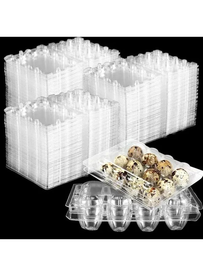 Clear Plastic Quail Egg Cartons 25 Pack 12 Grid Stackable Storage Trays For Small Eggs - Image 1
