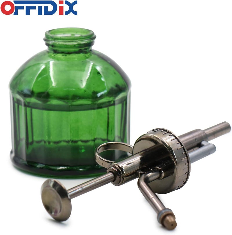 OFFIDIX Glass Plant Mister, 6.3 Inches Tall Vintage Style Spritzer Bronze Plastic Top Pump One Hand Watering Can Indoor Plant Spray Bottle for Garden, Plants, Cleaning (Dark Green) - Image 5