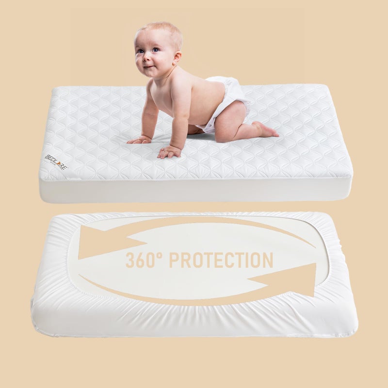 BEDLORE Waterproof Mattress Protector Crib, 2 Pack Soft Mattress Pad, Noiseless Machine Washable Mattress Cover, Ultimate Protection for Your Baby's Crib Toddler Bed (52''x28'') - Image 3