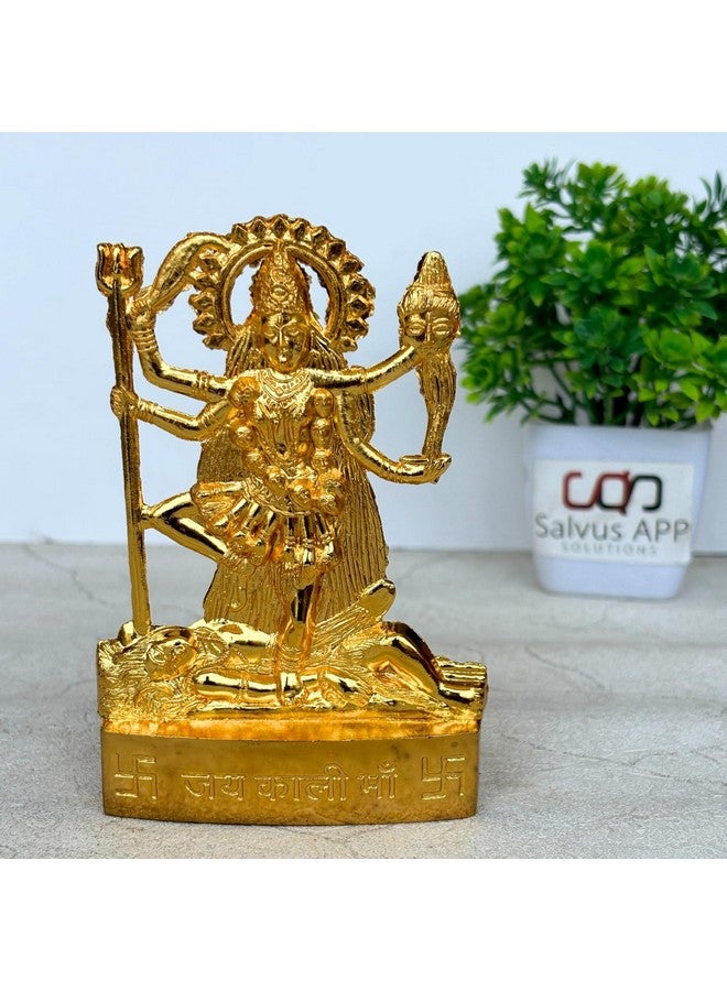 سالفوس أب سولوشنز تمثال كالي المعدني المصنوع يدويًا من Salvus APP SOLUTIONS للديكور المنزلي والهدايا والإكسسوارات العتيقة - (ذهبي، 3 × 4.5 بوصة) - Image 1