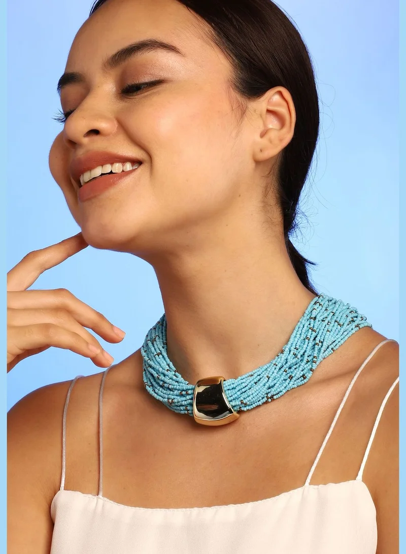 SOHI Gold Plated Designer Stone Necklace