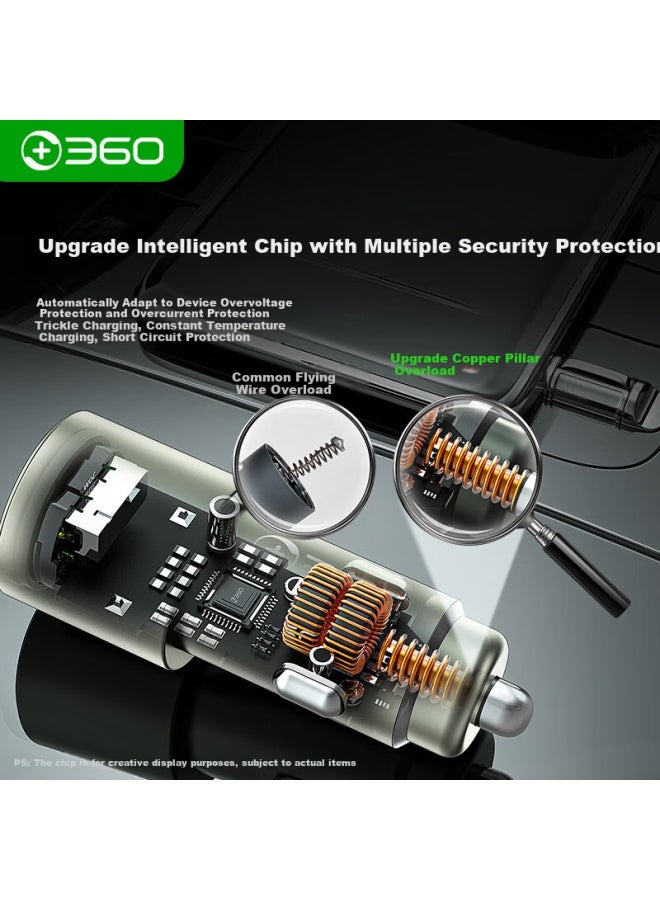 360 Car Charger Super Fast Charging 1a1c 66w Flash Charging ette Lighter Smart Car Charger P661 Dual-port Converter - Image 3
