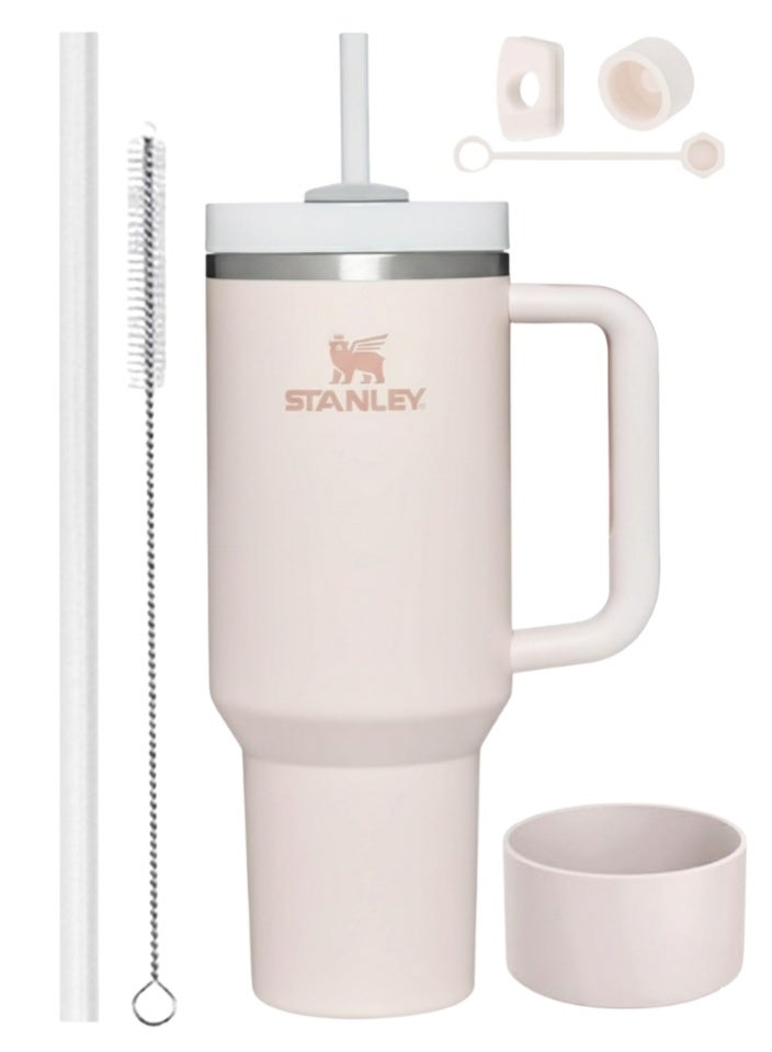 Stanley Cup 40oz Tumbler | Rose Quartz 2.0 Stainless Steel Water Bottle with 2 Straws, Spill Set, Anti-Slip Sleeve, Straw Brush | Stanley Travel Mug & Gift Set - Image 1