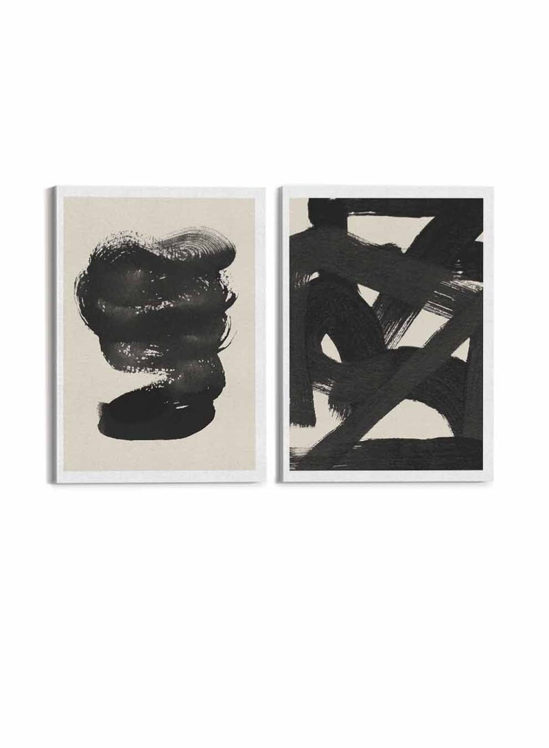 لوحة طقم من لوحتين كانفاس على إطار خشبي، تصميم فن تجريدي، للمنزل، غرفة المعيشة، المكتب، الديكور - Image 4