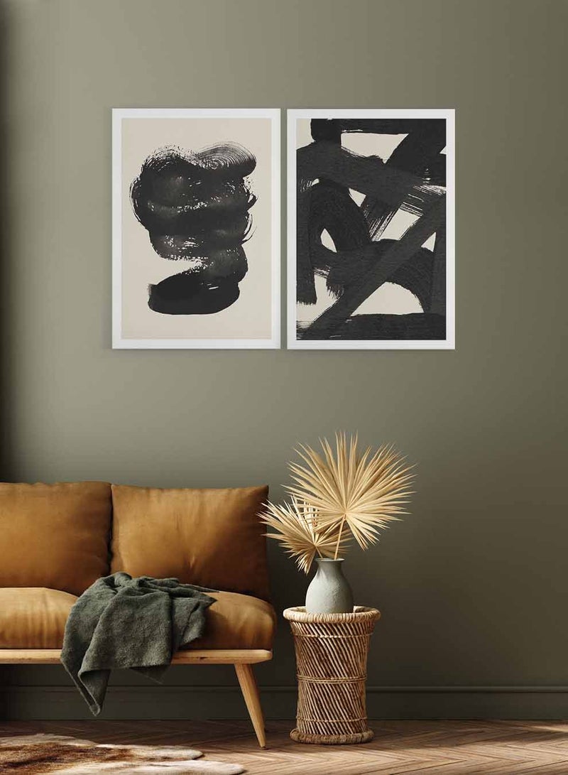 لوحة طقم من لوحتين كانفاس على إطار خشبي، تصميم فن تجريدي، للمنزل، غرفة المعيشة، المكتب، الديكور - Image 3