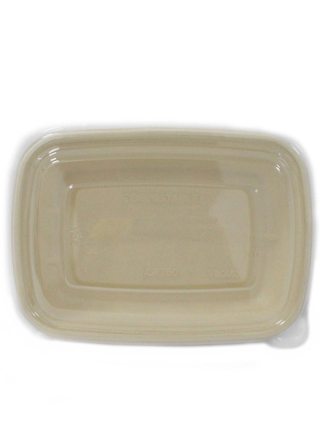 SNH Packing - Bagasse Rectangle Container 750ml With Pet Lid 50 Pieces - Image 1