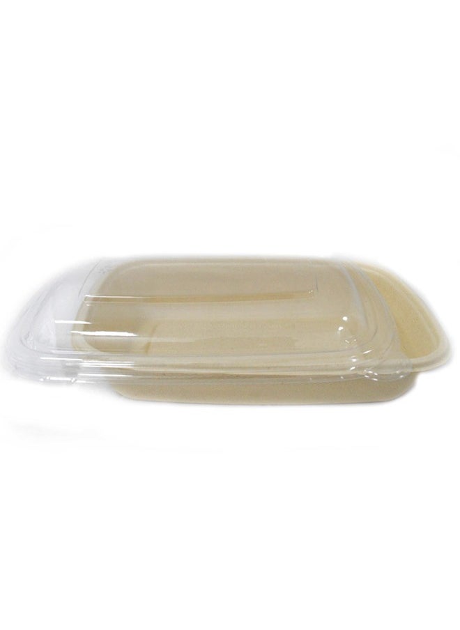 SNH Packing - Bagasse Rectangle Container 750ml With Pet Lid 50 Pieces - Image 1