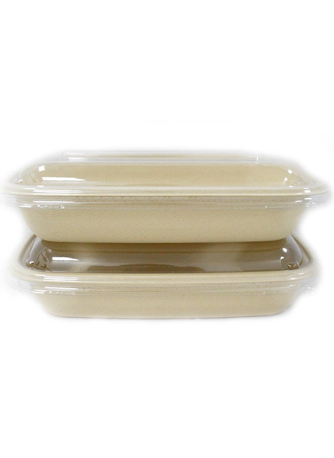 SNH Packing - Bagasse Rectangle Container 750ml With Pet Lid 50 Pieces - Image 1