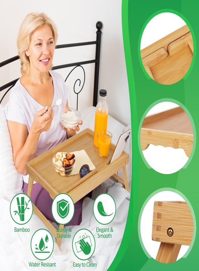 Artmeer Bed Tray Table with Handles Folding Legs,Bamboo Breakfast Food Tray with Media Slot,Use As Platter,Laptop Desk,Snack,TV Tray Kitchen Serving Tray - Image 4
