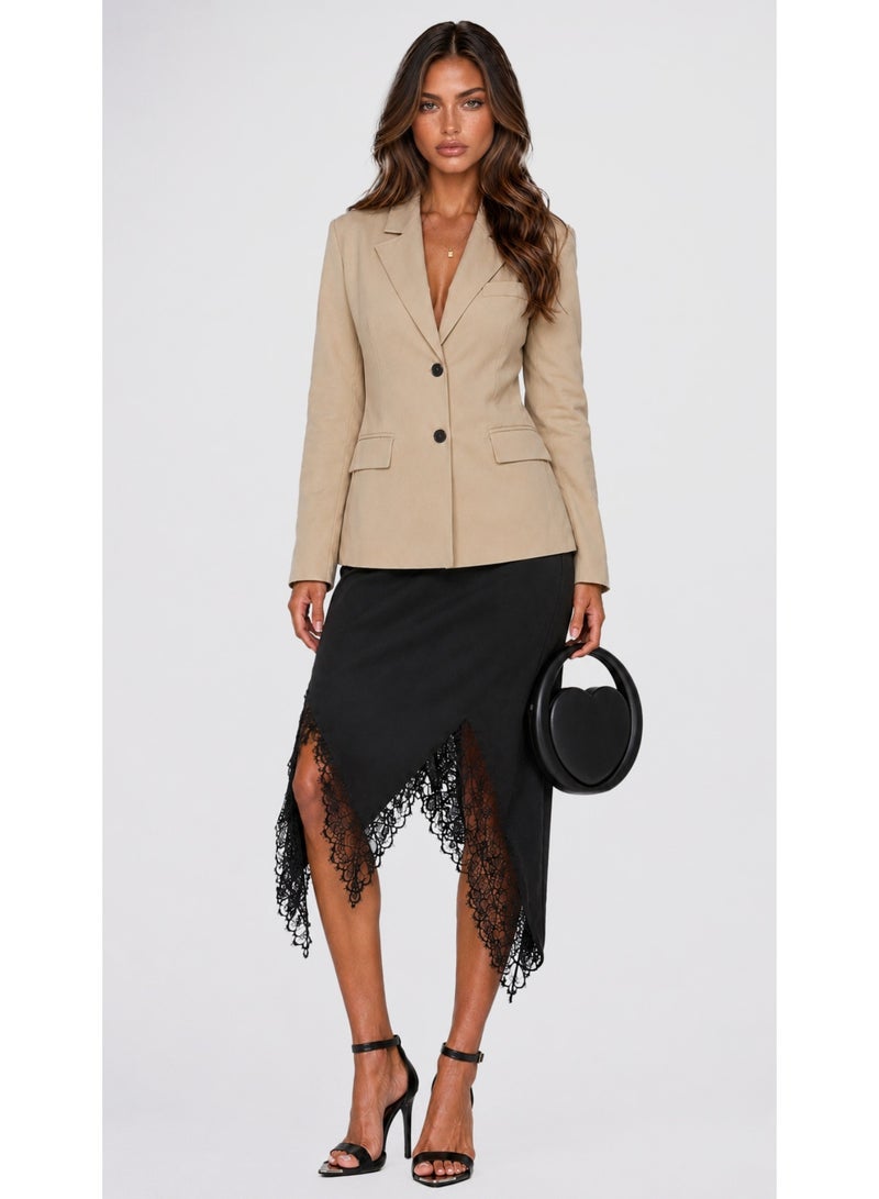 KYVELi Elegant Tailored Blazer-Beige - Image 1