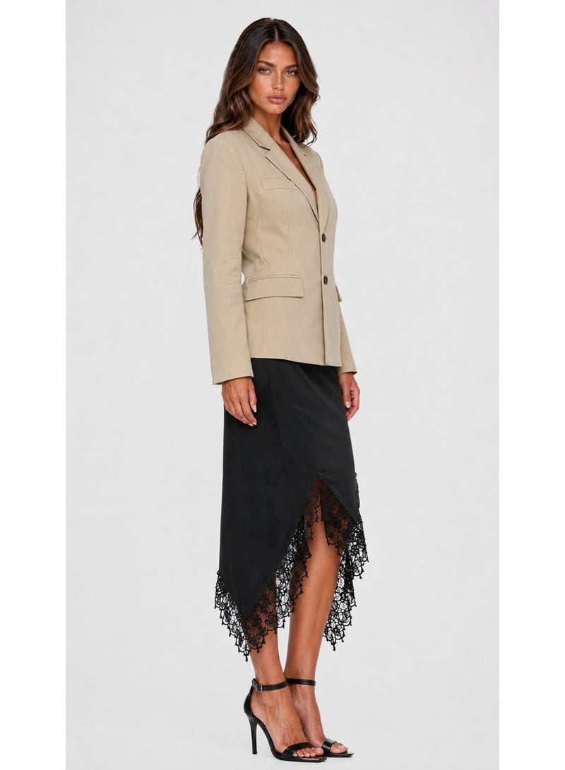 KYVELi Elegant Tailored Blazer-Beige - Image 4