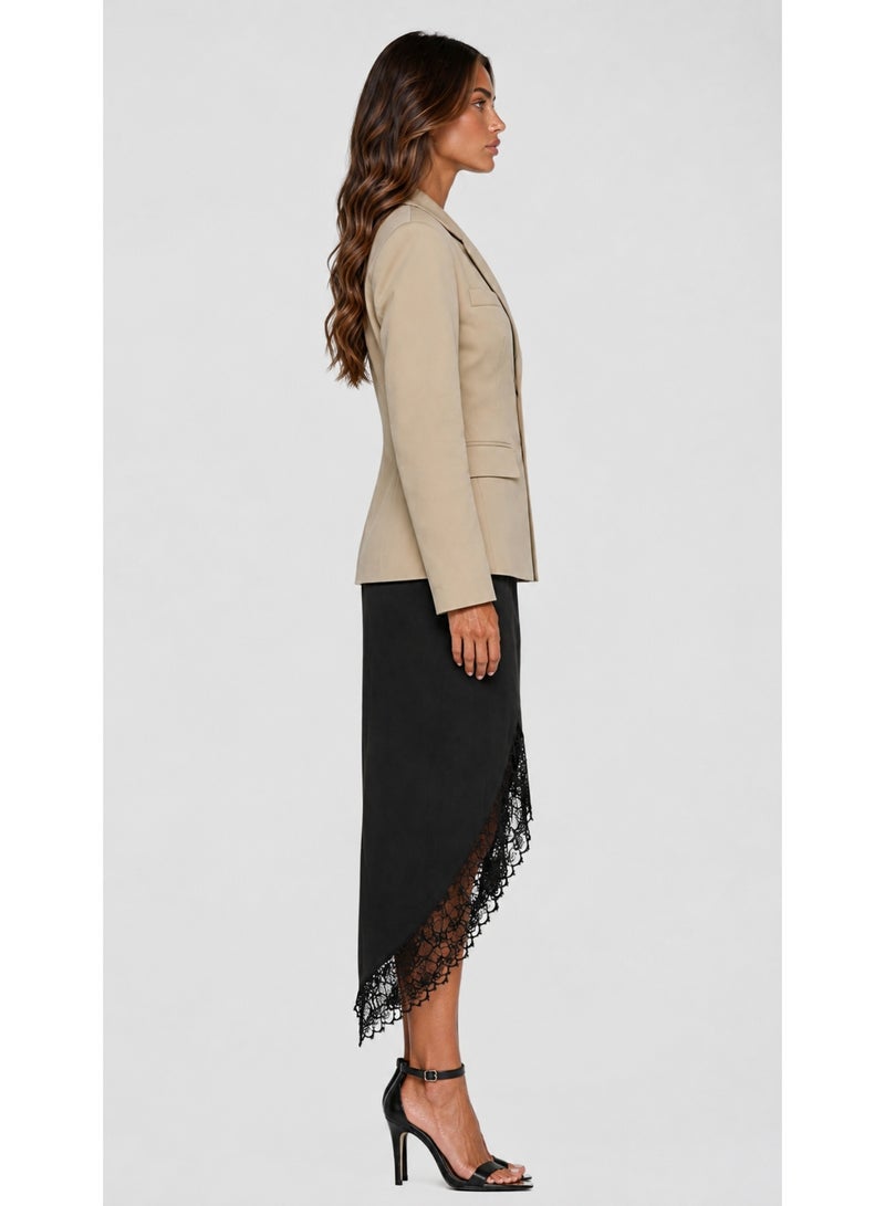 KYVELi Elegant Tailored Blazer-Beige - Image 5