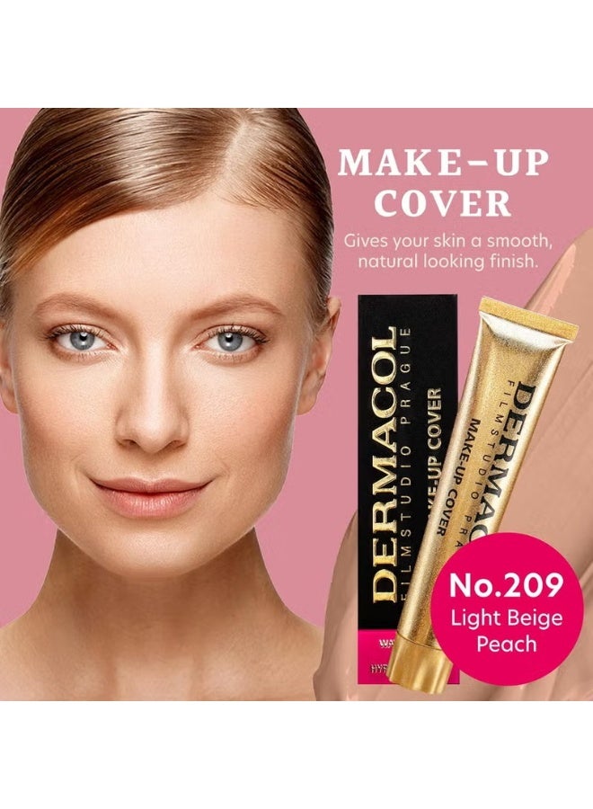Dermacol Make Up Cover Full Coverage Foundation 30g Shade 209 – Waterproof Long-Lasting Makeup Cream SPF30, Lightweight & Hypoallergenic, Conceals Tattoos, Acne, Scars, Spots & Dark Circles - Image 1