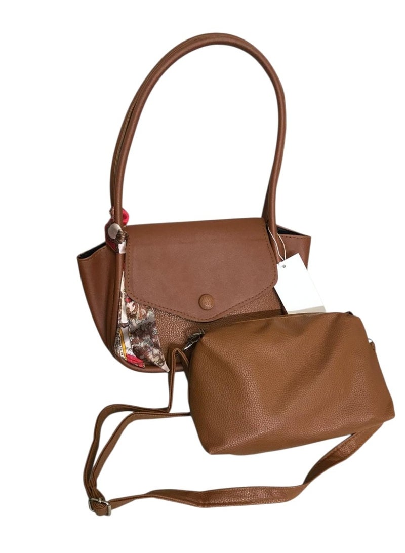 شنطة حريمي 2 في 1 بفيونكة ستان أنيقة – حقيبة يد وكروس بتصميم ناعم مناسب للخروجات والمناسبات - Image 3