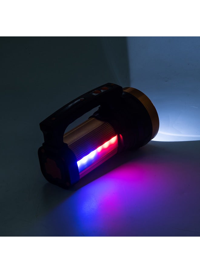High-power Night Fishing Strong Light Portable Lamp Outdoor Rechargeable Handheld Flashlight Long-range Emergency Searchlight-Color:S1188-100W Aluminum Condenser Cup 100mm Lithium Battery 2 Groups Plus Protection Plate Side Lights White Red And Blue Flashing Lights - Image 4