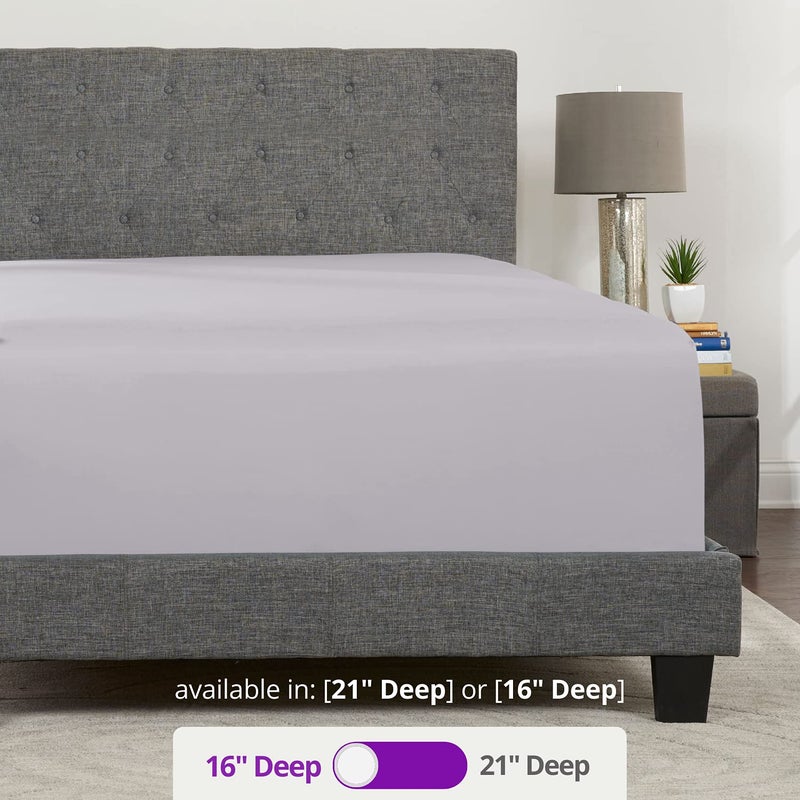 DeaLuxe Full Fitted Sheet - Deep Pocket Full Size Fitted Sheets Only Real 16  Fitted Bed Sheets Fit Perfectly 14 -18  Deep Mattress & Toppers Lovely Feel - 1 Piece Bottom Fitted Sheets Full Size Grey Lavender - Image 3