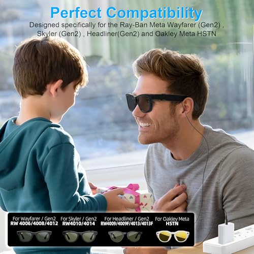 RCstyle HiBloks Charging Cable for Ray-Ban Meta Wayfarer/Skyler/Headliner Gen 2 & Oakley Meta HSTN Accessories, 3.9ft Type-C Charging While Using, Portable for Travel/Car/Phone/Laptop/Power Bank Charging - Image 2