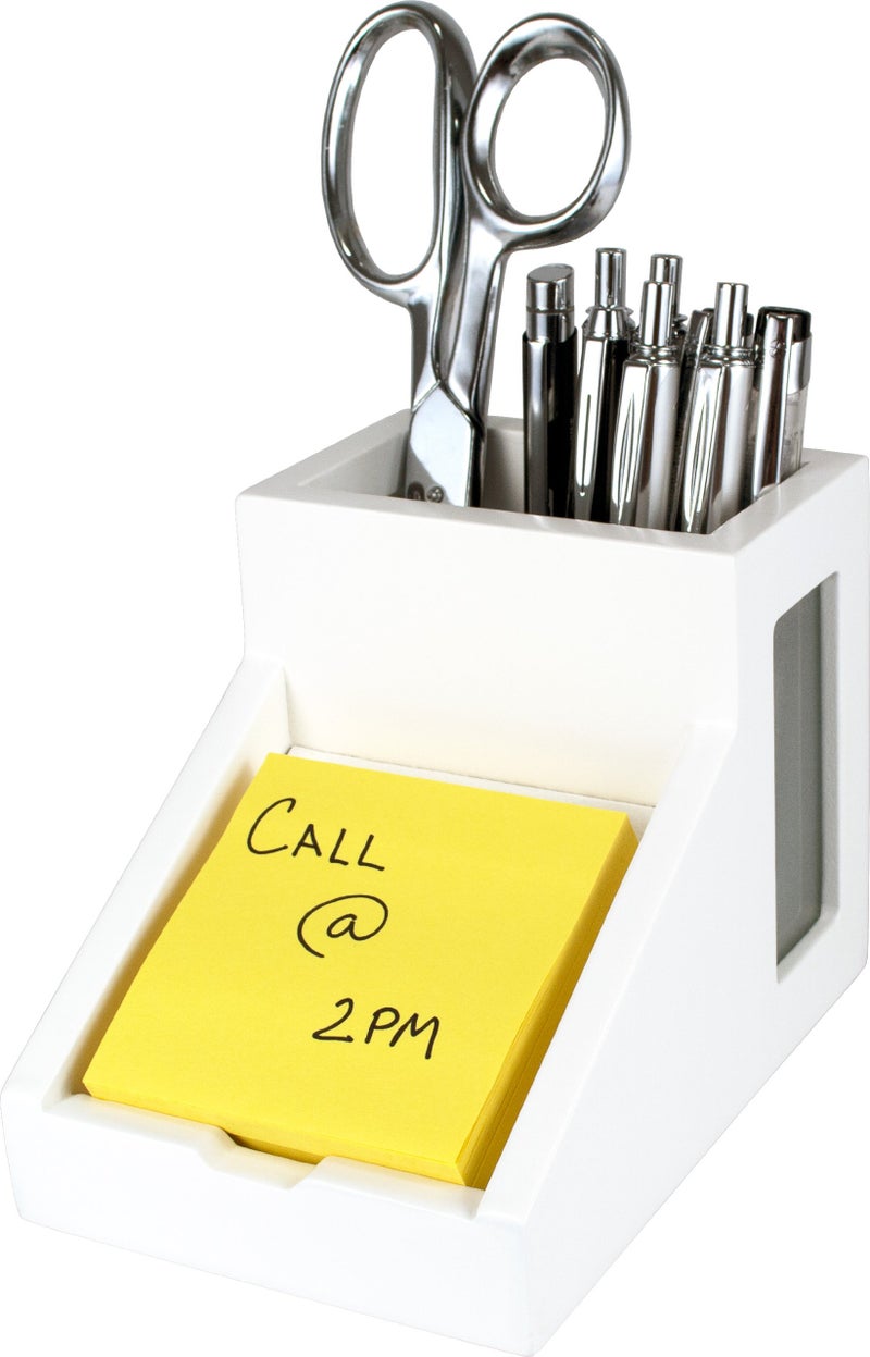 Victor Pure White Pencil Cup with Note Holder W9505