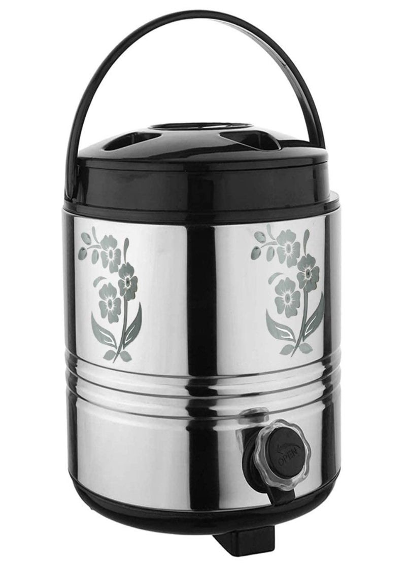 Generic Shop GAURANNGA Craft Stainless Steel Hot Cold Water Camper Insulated Thermosteel Jug Steel Water Container with tap for Gifting Purpose 10 LTR Silver Black  - Image 2
