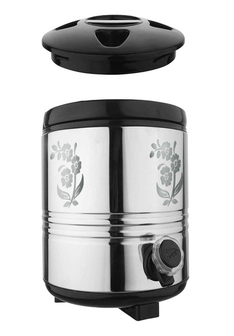 Generic Shop GAURANNGA Craft Stainless Steel Hot Cold Water Camper Insulated Thermosteel Jug Steel Water Container with tap for Gifting Purpose 10 LTR Silver Black  - Image 3
