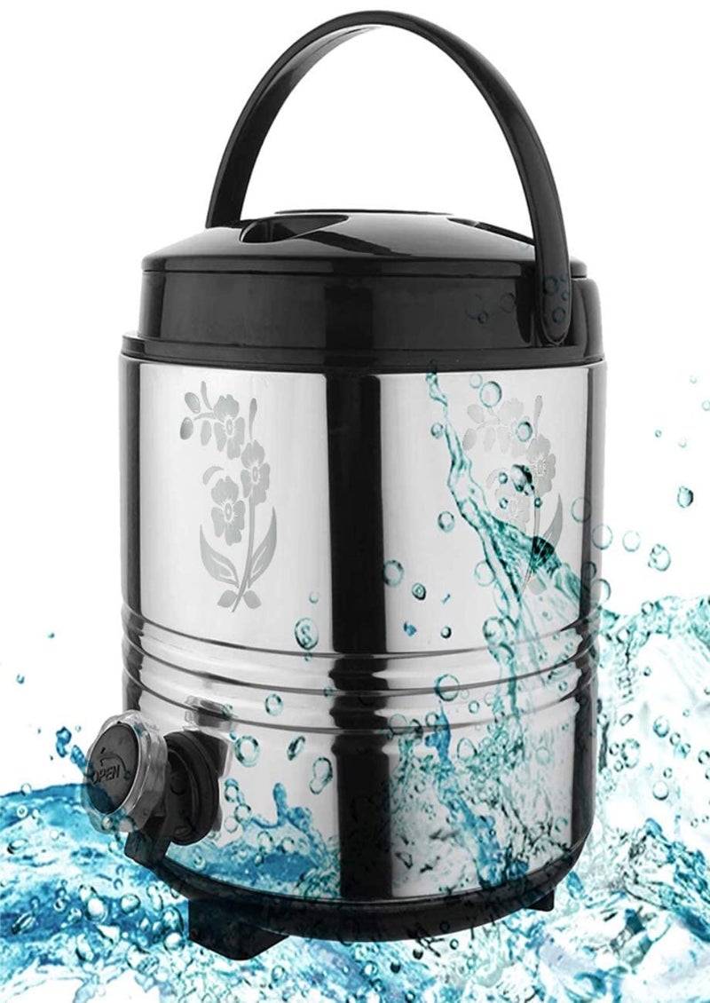 Generic Shop GAURANNGA Craft Stainless Steel Hot Cold Water Camper Insulated Thermosteel Jug Steel Water Container with tap for Gifting Purpose 10 LTR Silver Black  - Image 5
