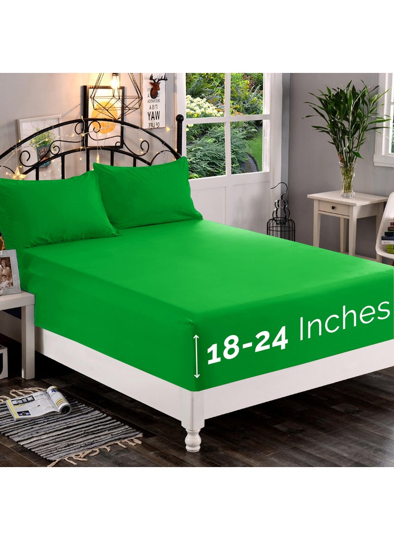 Elegant Comfort Elegant Comfort 1500 Premium Quality Fitted Sheet Ultra Soft 18-24 Inch Extra Deep Pocket - Single Fitted Sheet for High Mattress - Wrinkle Free with Smart Storage Pockets  Queen  Emerald Green  - Image 1