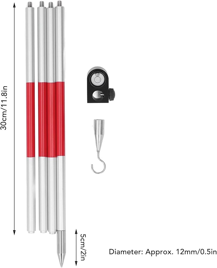 قضيب مستوى قابل للتعديل مع منشور تلسكوبي لمسح الأراضي بخيط 1 4 20 - Image 5