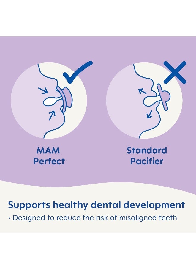 MAM MAM Perfect Baby Pacifier, Patented, Developed with Pediatric Dentists & Orthodontists, Unisex, 6-16, 2 Count (Pack of 1)  - Image 2