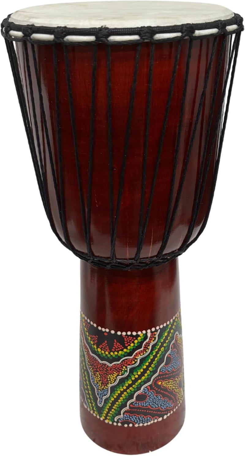 WorldBazzar DJEMBE DRUM BONGO CONGO HAND CARVED AFRICAN ABORIGINAL WOOD HAND PAINTED IMPORTER DIRECT TO YOU BEST PRICE FOR THE QUALITY (20" TALL) - Image 2