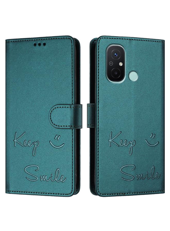 اس-توب جراب لهاتف Redmi 12C / 11A جراب هاتف جلدي بنقش ابتسامة بتقنية RFID - Image 3