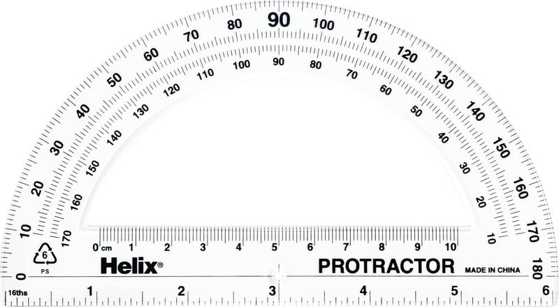 Helix Maped USA Standard 180 Degree Protractor, 6 Inch / 15cm (13106) - Image 1