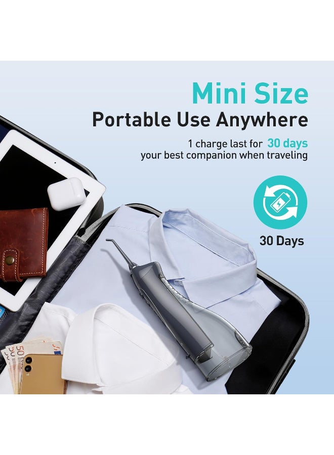 COSLUS Water Dental Flosser for Teeth Cordless: 2025 Upgraded Portable Oral Irrigator 300ML 5 Jet Tips Rechargeable Tooth Flosser Teeth Braces Pick IPX7 Waterproof Irrigation Cleaner for Travel Home - Image 4