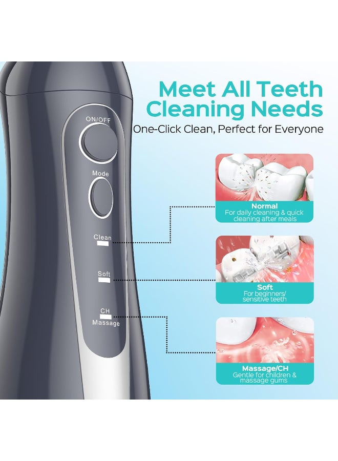 COSLUS Water Dental Flosser for Teeth Cordless: 2025 Upgraded Portable Oral Irrigator 300ML 5 Jet Tips Rechargeable Tooth Flosser Teeth Braces Pick IPX7 Waterproof Irrigation Cleaner for Travel Home - Image 5