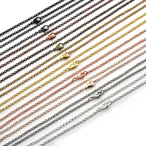 LANBEIDE 40 Packs 10 Colors Brass Necklace Chains 21 Inch Link Cable Chain Necklace with Lobster Clasps Bulk for Jewelry Making - Image 3