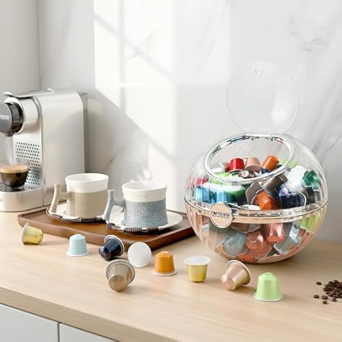 rayihni K Cup Holder Organizer  Large Capacity Clear Coffee Pod Storage With Lid For Kitchen Counter And Office Desktop Coffee Bar AccessoriesDecor Capsule Creamer Organizer For Coffee Bar - Image 5